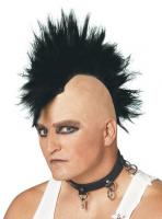 Wild punk men hairstyle with long spiky top with bald head on the sides
