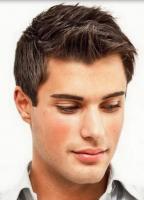 Mens professional hairstyle with short layered hair and spiky bang
