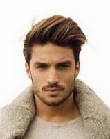 Mens sexy hairstyle with long swept bang
