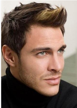 Sexy men haircuts with long spiky bangs and short in the back
