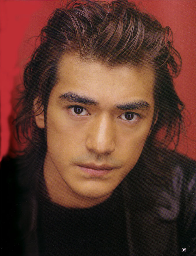 Takeshi Kaneshiro with long wavy hair style, brown
