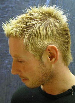Bright blonde Men's Short Hair Style with spikes