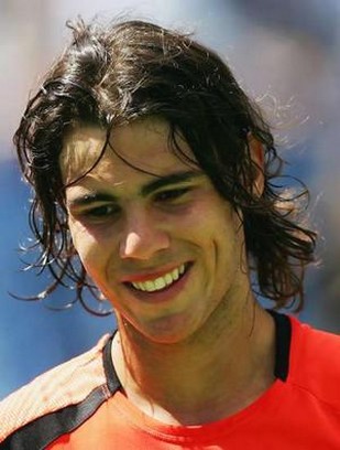 rafael nadal hairstyles. Rafael Nadal with sweaty