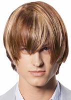 Pictures of Men's Medium Haircut with very long bangs with high lights
