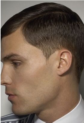 Men extreme  short haircuts with side bang
