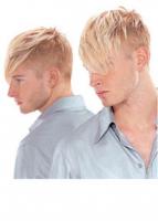 Men's Short Hair Style with bright blonde side bangs
