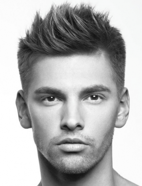 2015 men haircut with straight hair on the sides and bag with full volume of spikes on the top head and bangs.PNG
