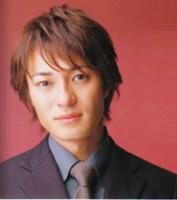 Medium layered hair style with sidepart bangs,, red