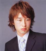 Medium Layered hair style with long bangs, red