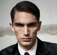 Sexy classic men haircut with slicked on the sides and bang.PNG