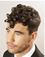 Trendy men curly haircuts with heavy big curls bangs and top.PNG