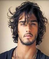 Mens sexy hairstyle with long curly hair and long wavy bang.JPG