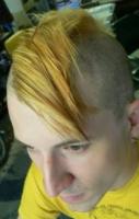 Unique men hairstyle with yellow