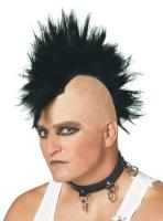 Wild punk men hairstyle with long spiky top with bald head on the sides