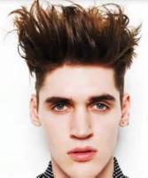 Cool crazy men hairstyle with spiky hairstyle with two tones hair.JPG