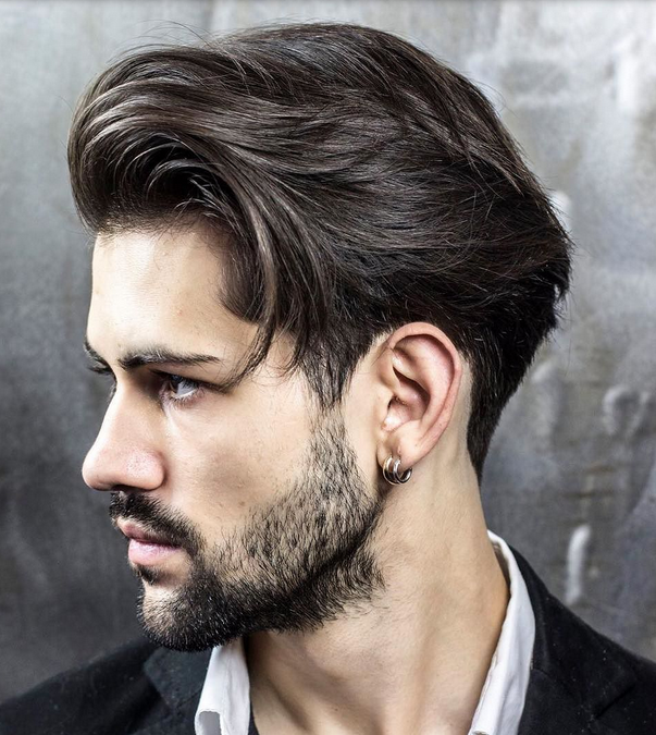 Elegant Men Hairstyle with Long Bang with Layers
