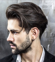 Elegant Men Hairstyle with Long Bang with Layers