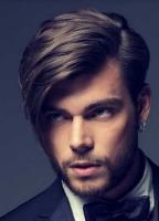 Modern Tuxeto Chic Hairstyle with Long Swept bang