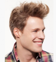 2012 trendy men hairstyle with short in the back and very long bangs in the front
