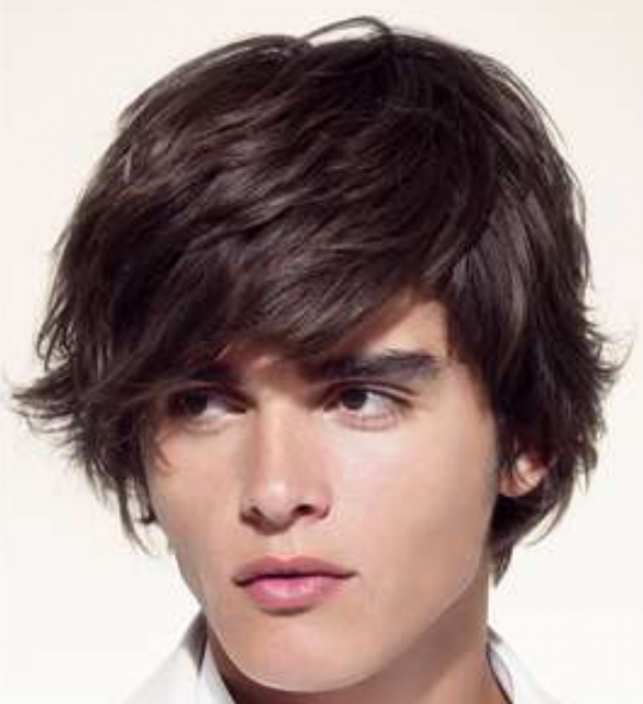 2013 teen boys hairstyle with medium long with very long swept bangs with  