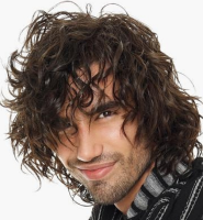 Sexy men curly hairstyle with light volume and long curly bangs.PNG