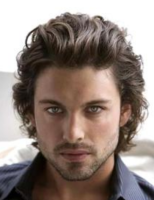 2013 hot men hairstyle medium length hair with wavies that give the full sexy volume with long wavy bangs pulled top back.PNG