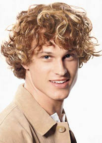 Men medium curly hair styles with two tones
