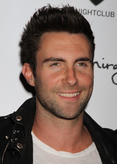 Hot rocking roll men hairstyles picture of Adam Levine with his spiky short hairstyle.PNG
