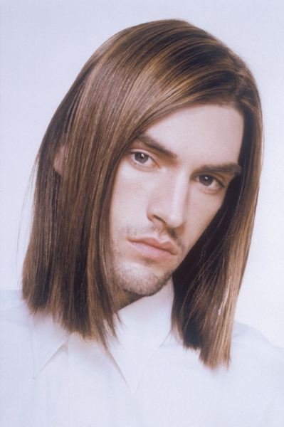 men long hairstyle, brown