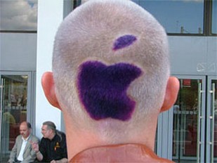 cool men hairstyle with purple apple shape
