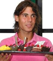 with wet hair Rafael Nadal celebrates his 21st birthday during the French Tennis Open.jpg