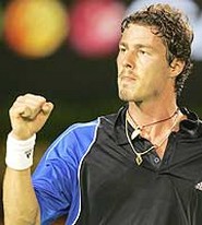 Marat Safin with weat curly hairstyle