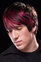 Short men haircut with hight light with red color with long bangs pics.JPG