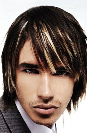 Side swept bangs hairstyle for men with two tones high lights.JPG
