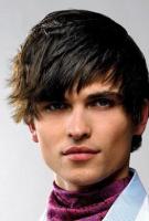 Medium short men haircut with full of layers and long layered bangs