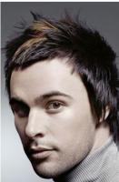 Two tone men funky haircut in medium length pictures.JPG