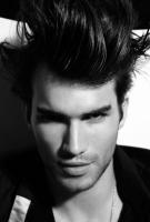 Short men spiky hairstyle with long bang in back hair.JPG