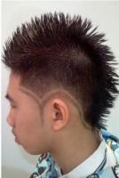 Asian punky haircut with full of spikes and very cool patterns on the sides.JPG