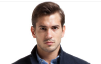 Man classic haircut with medium bang swept to the side
