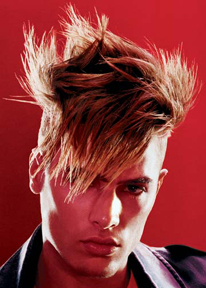 Men's Short Haircut with funky punky extreme style
