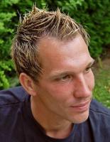 Men short spiky hairstyle, men blonde hair