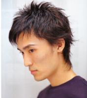 Asian Medium layered and spiky Hair Style with bangs, black