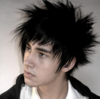 Man Medium spiky hairstyle with bangs, al ittle punkish hair.PNG